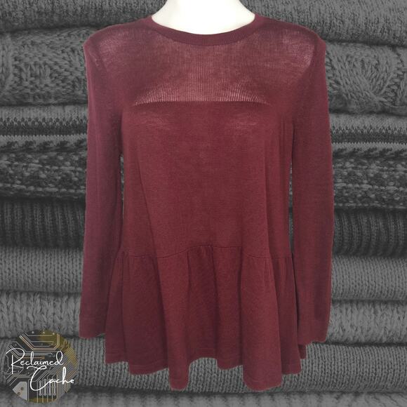 Halogen Burgundy Tiered Sweater - Size Medium - Picture 1 of 9